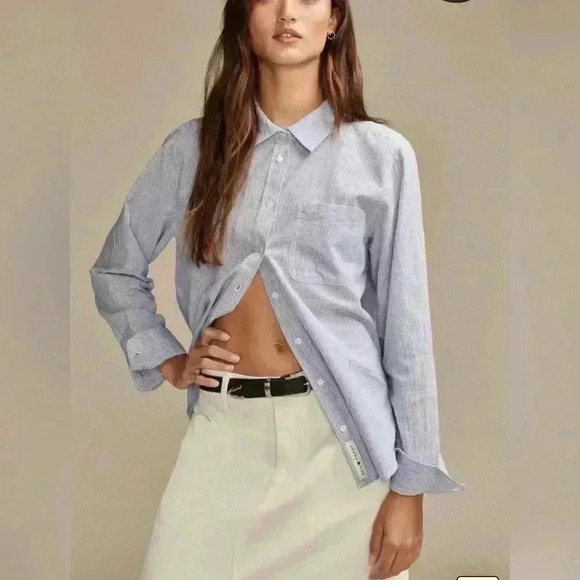 Lucky Brand Boyfriend Shirt in Pale Pink, Size Small. Long Sleeve, Button Front - Picture 3 of 16